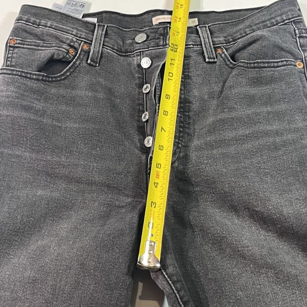 Levi's Women 31 X 27 Black Ribcage Straight Ankle Jeans High Rise Button Fly EUC - Picture 5 of 10